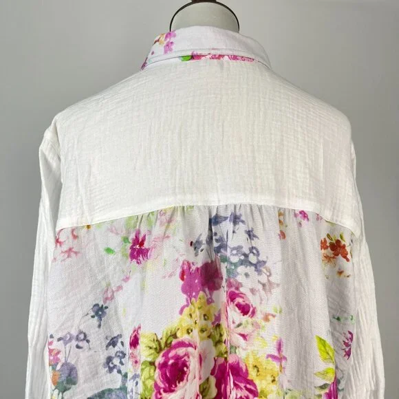NWOT Coldwater Creek Floral Artful Embroidery Gauze Blouse Shirt Size 1X - Picture 7 of 16